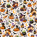 Halloween Pumpkins and Cute Witches