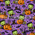 Halloween Pumpkins and Frankenstein Purple