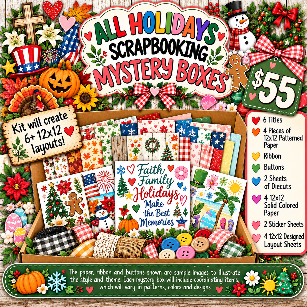 All Holidays Themed Scrapbooking Mystery box