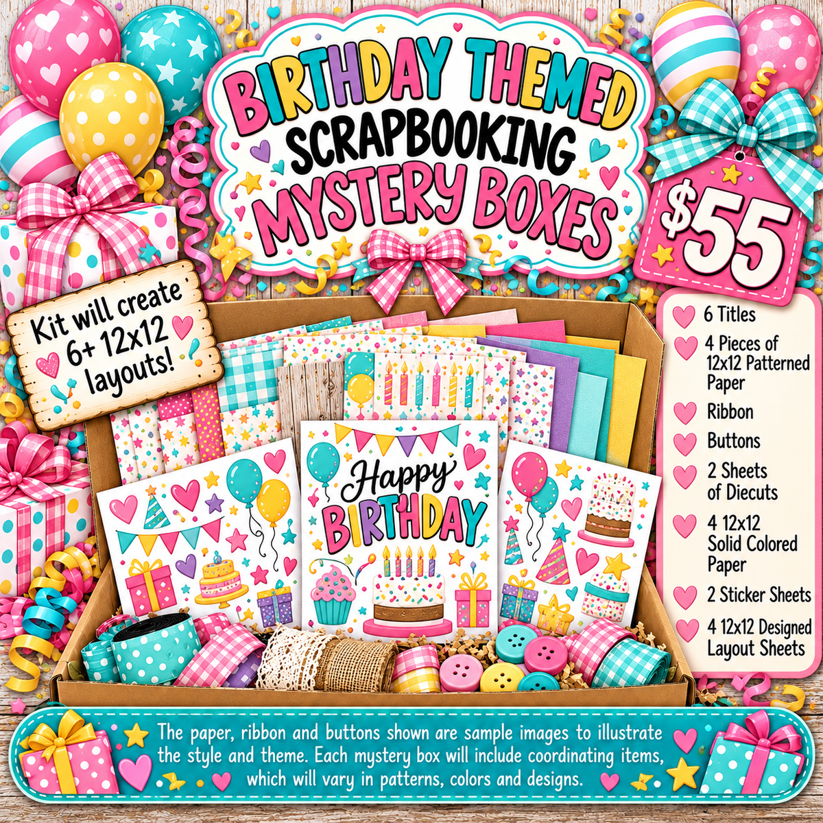 Birthday Themed Scrapbooking Mystery Box