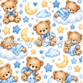 Blue Teddy Bears and Bedtime