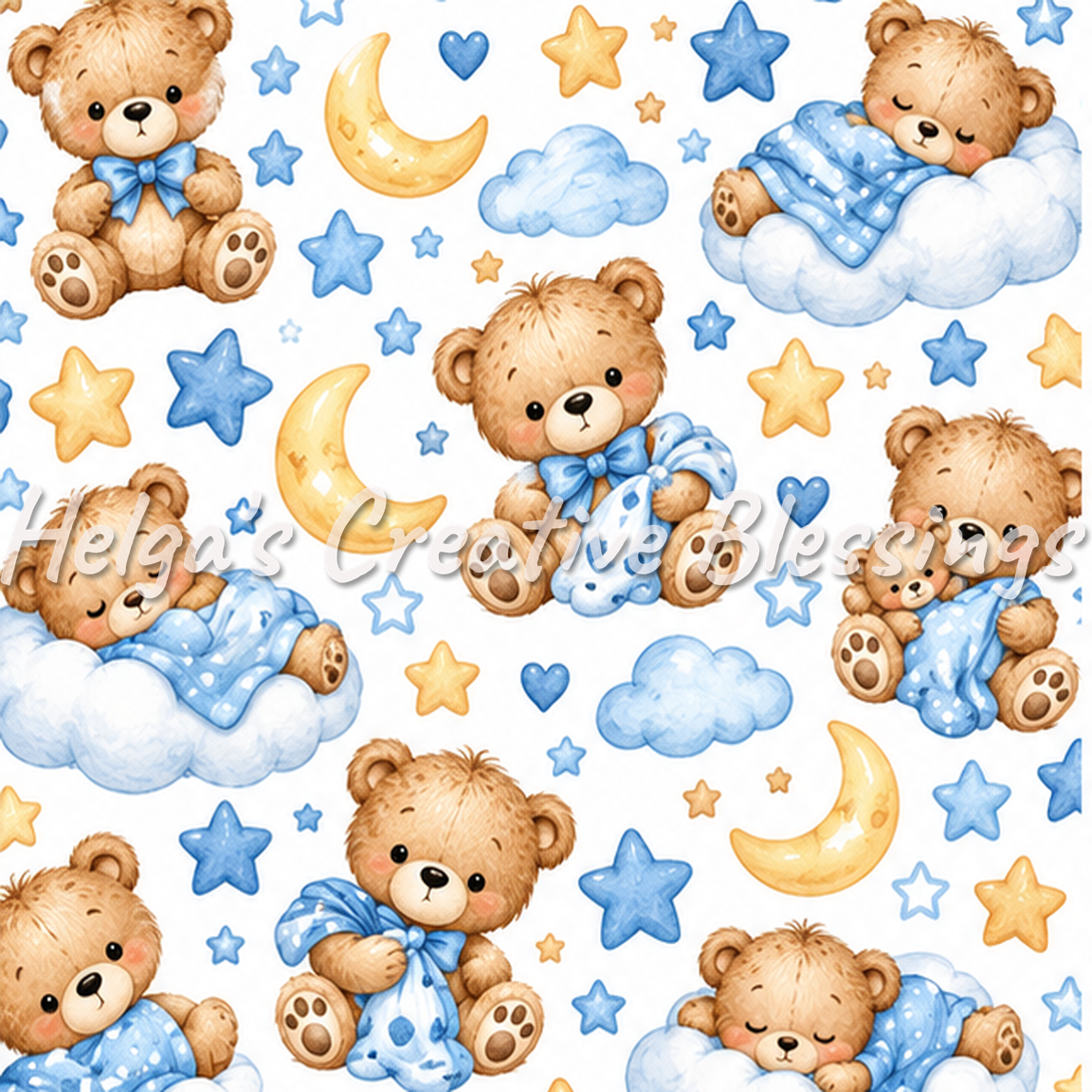 Blue Teddy Bears and Bedtime