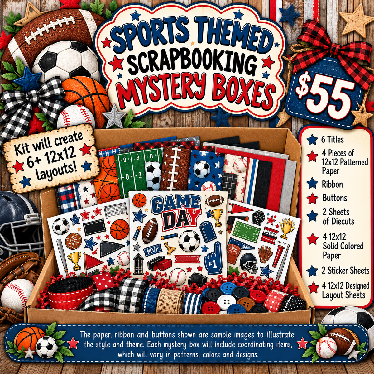 Boy Sports Theme Scrapbooking Mystery Box