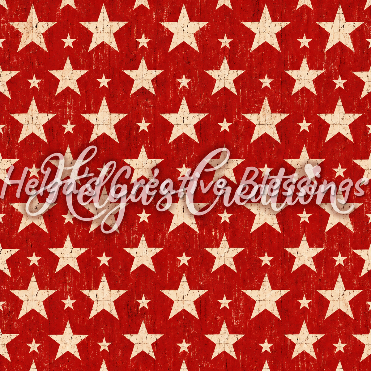 Cream Stars on Red