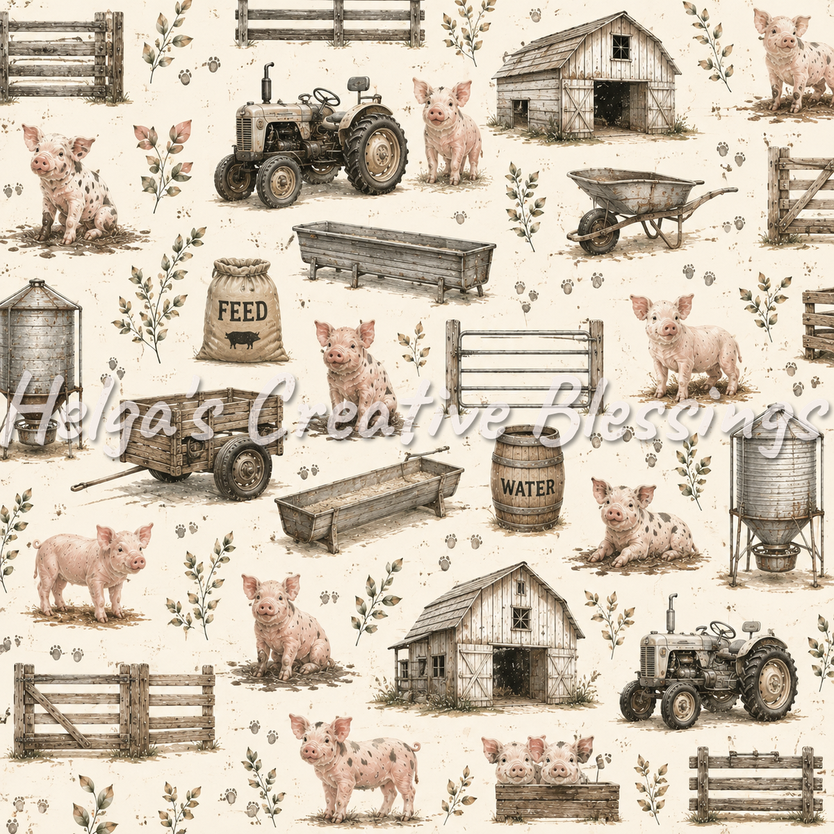 Cute Farm Pig Tractor