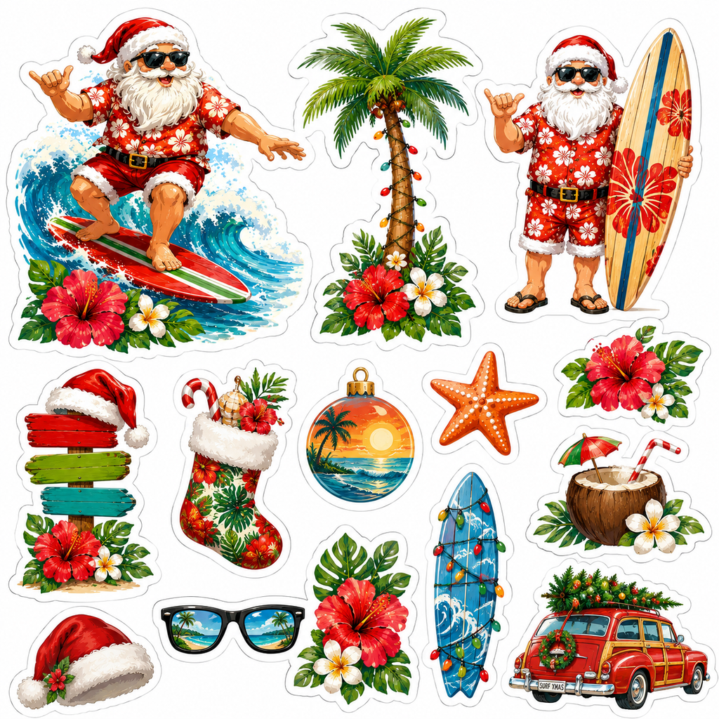 Santa on a Surfboard Scrapbook Kit
