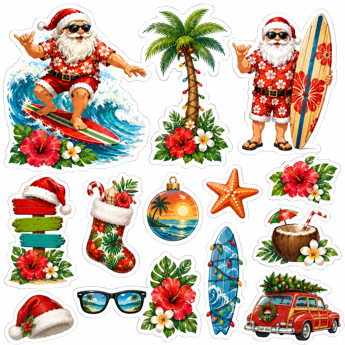 Santa on a Surfboard Scrapbook Kit