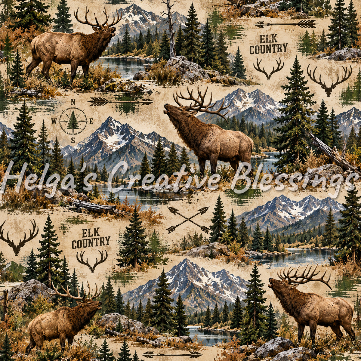 Elk Bow Hunting Mountain