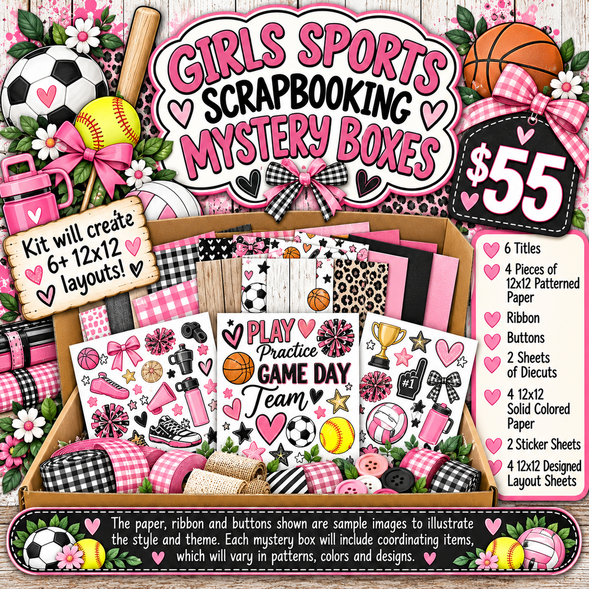 Girls Sports Themed Scrapbooking Mystery Box