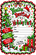 Grinch Holiday Invitation with Decorative Cut Edgee