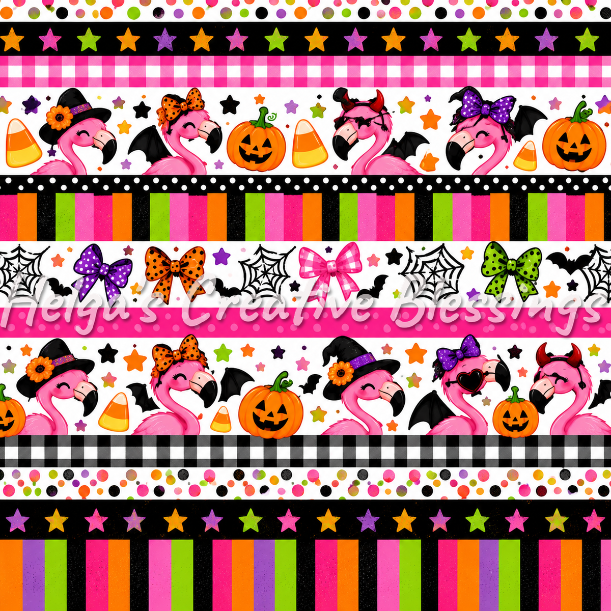 Halloween Flamingo Striped
