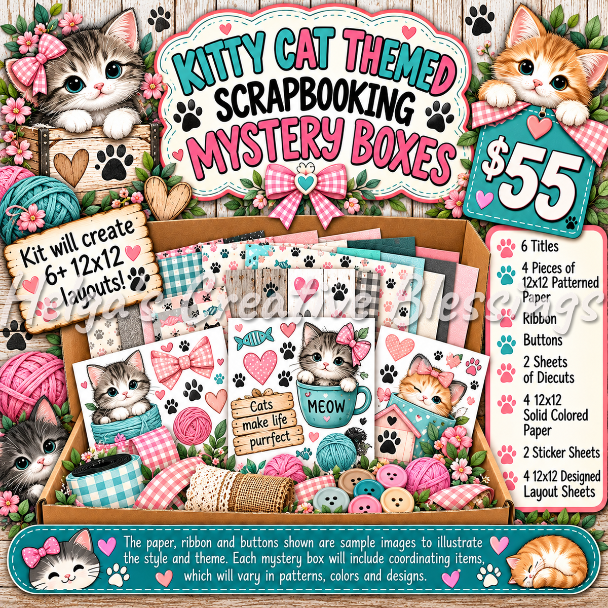 Kitty Themed Scrapbooking Mystery Box