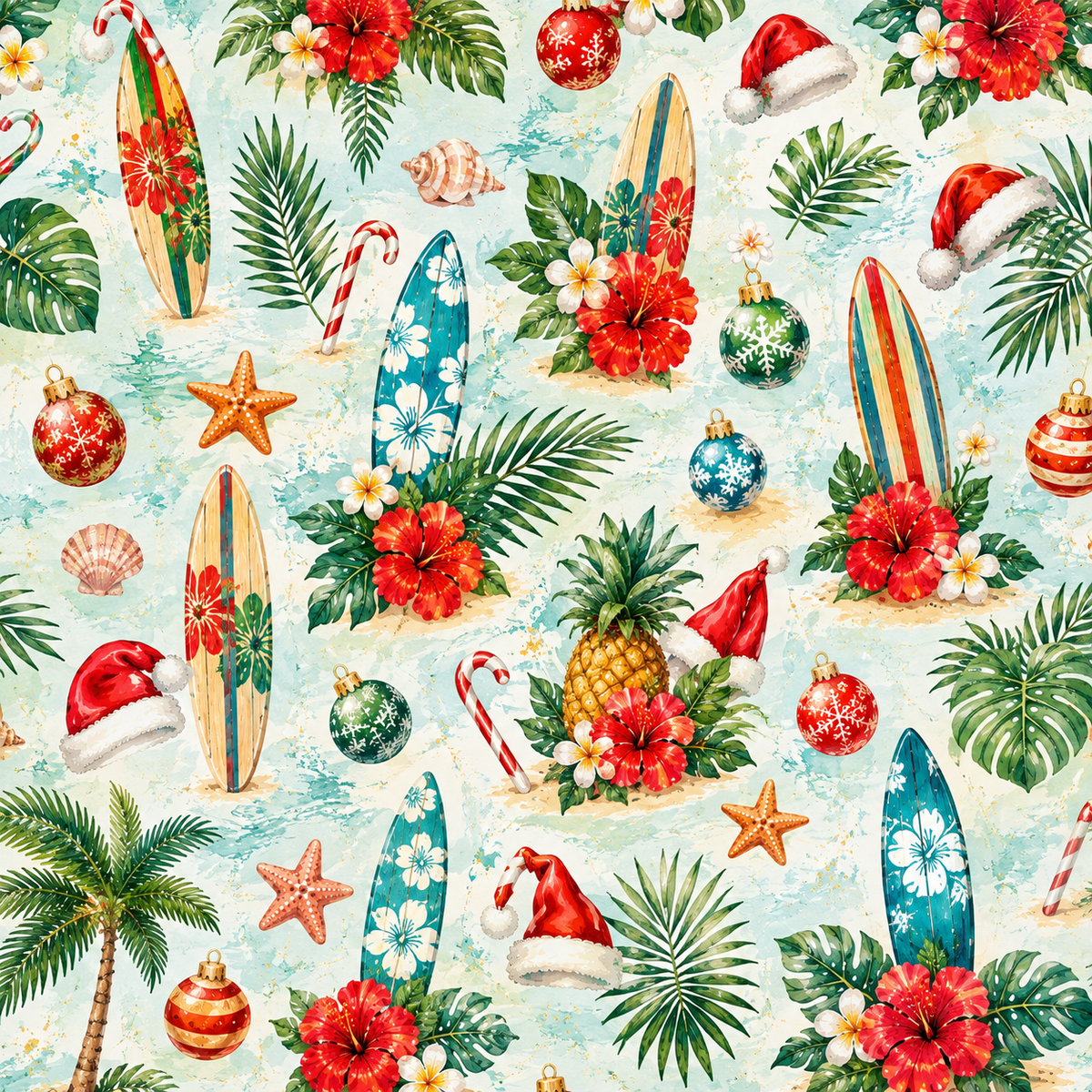 Santa on a Surfboard Scrapbook Kit