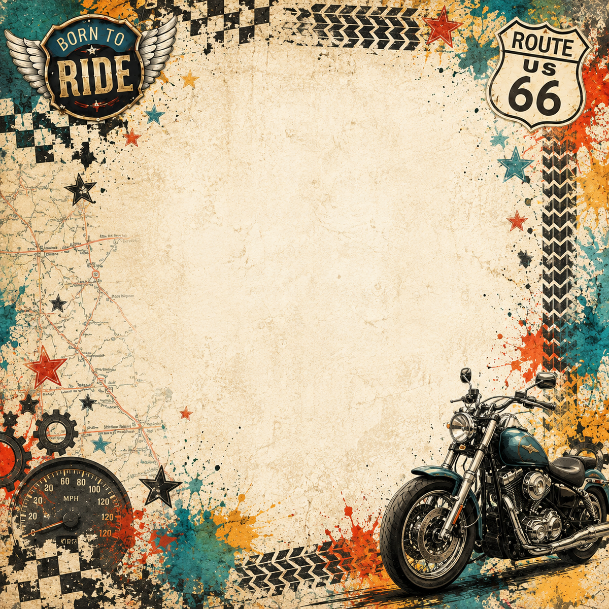 Colorful Motorcycle Scrapbook Kit