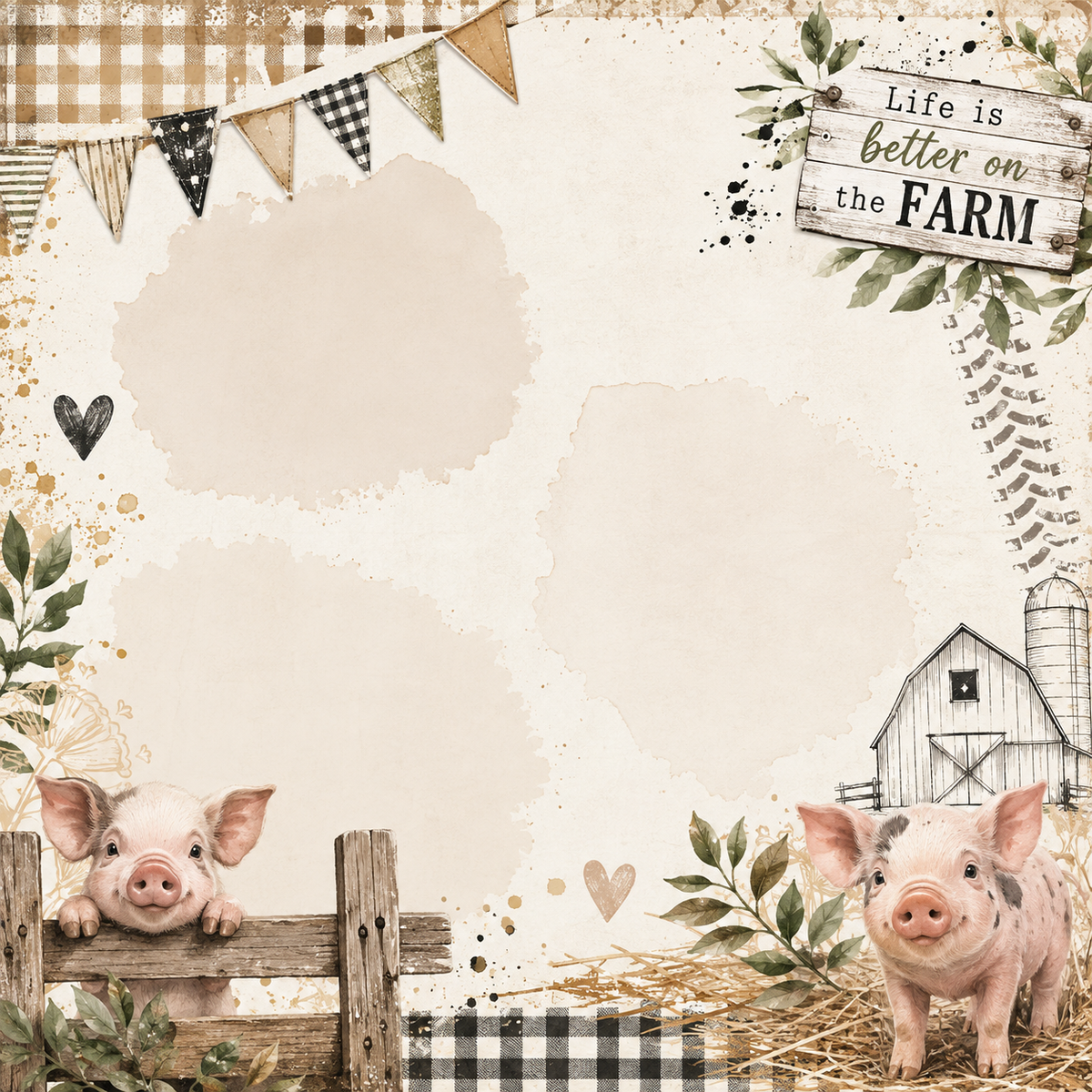 Cute Farm Pig Scrapbook Kit