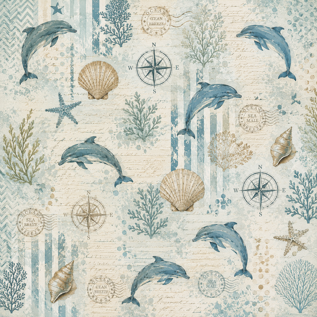 Vintage Dolphins Scrapbook Kit