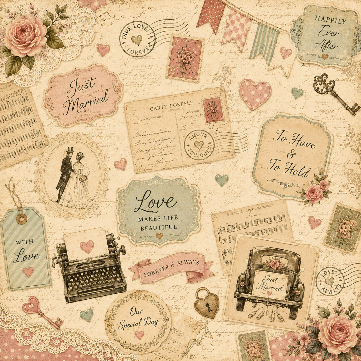 Vintage Wedding Scrapbook Kit
