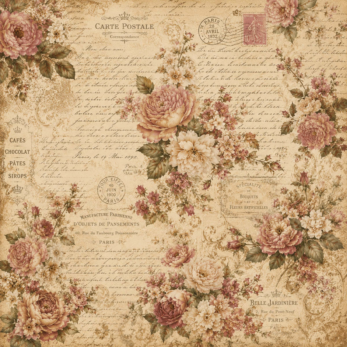 Vintage Floral Scrapbook Kit