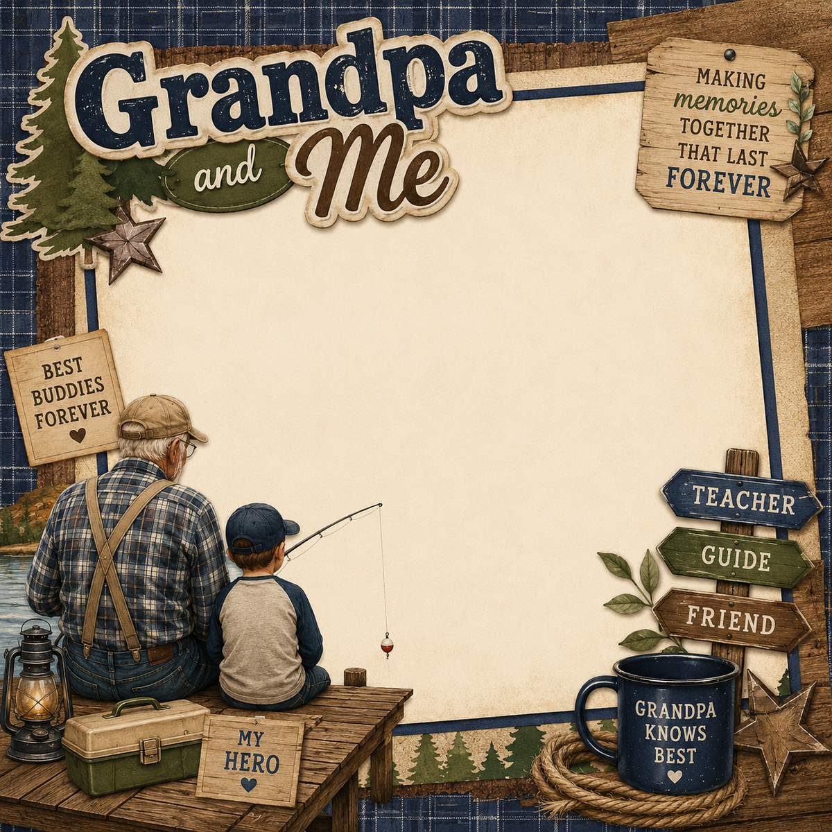 Grandpa and Me Fishing- Boy Scrapbook Kit