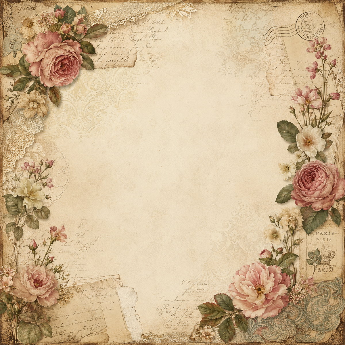 Vintage Floral Scrapbook Kit