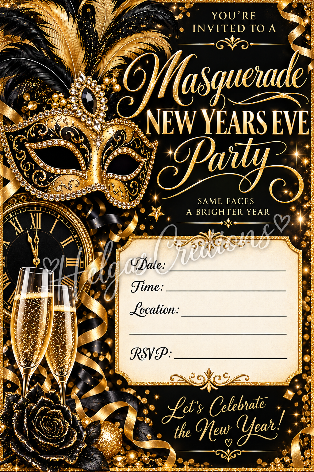 Masquerade New Years Eve Party Invitation
