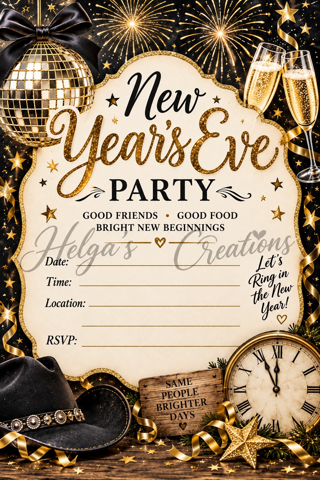 Cowboy Hat New Years Invitation