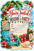 Beach Themed Holiday Invitation- Decorative Cut Edge