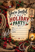 Cowboy Christmas Holiday Invitation Regular