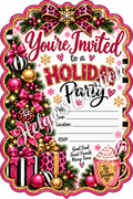 Pink Bling Holiday Invitation with decorative cut edge