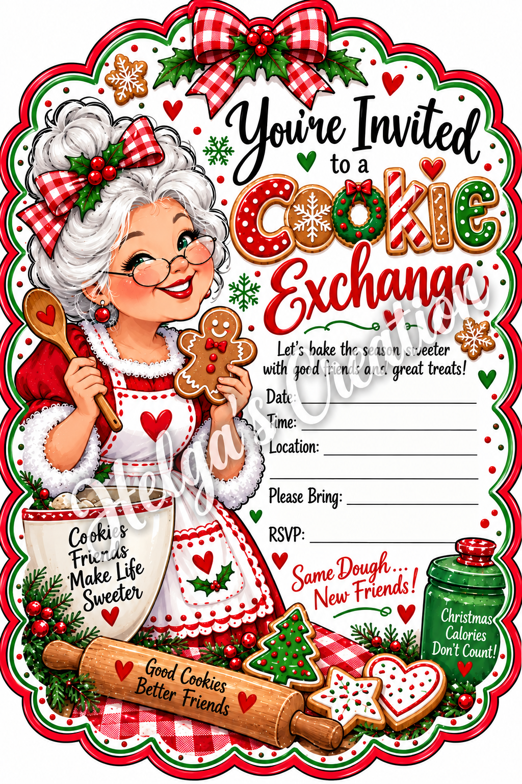Cookie Exchange Invitations with Decorative Cut Edges