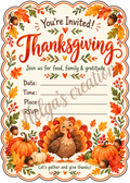 Let's Gather & Give Thanks Invitation with Decorative Cut Edge
