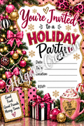 Pink Bling Holiday Invitation Regular