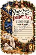 Nativity Holiday Invitation with Decorative Cut Edge