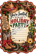 Cowboy Christmas Holiday Invitation  with Decorative Cut Edge