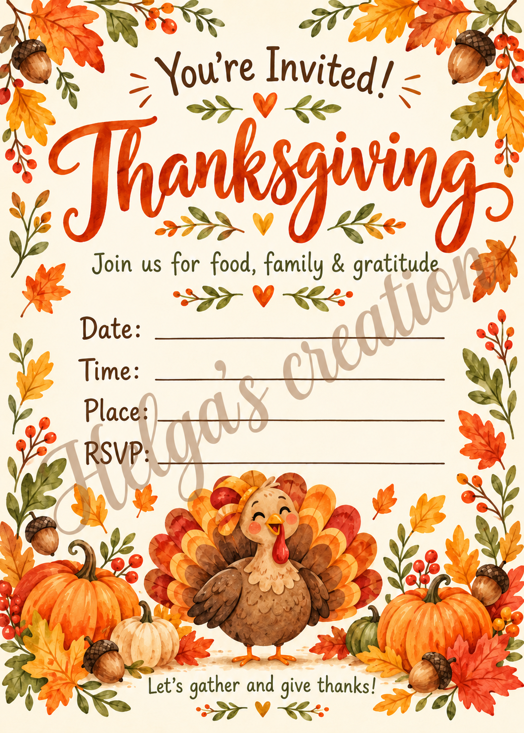 Let's Gather and Give Thanks Invitation Regular