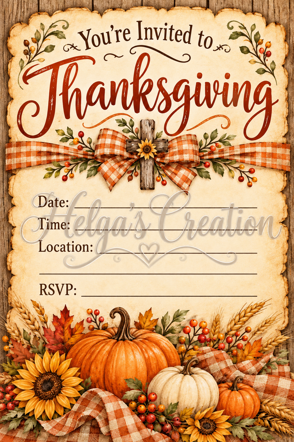 Rustic Themed Thanksgiving Invitation Regular