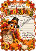 Your Invited to a Thanksgiving Invitation with Decorative Cut Edge